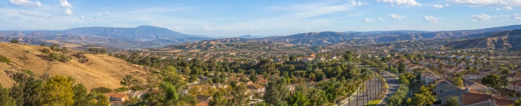 Santa Clarita neighborhood and surrounding hills in California